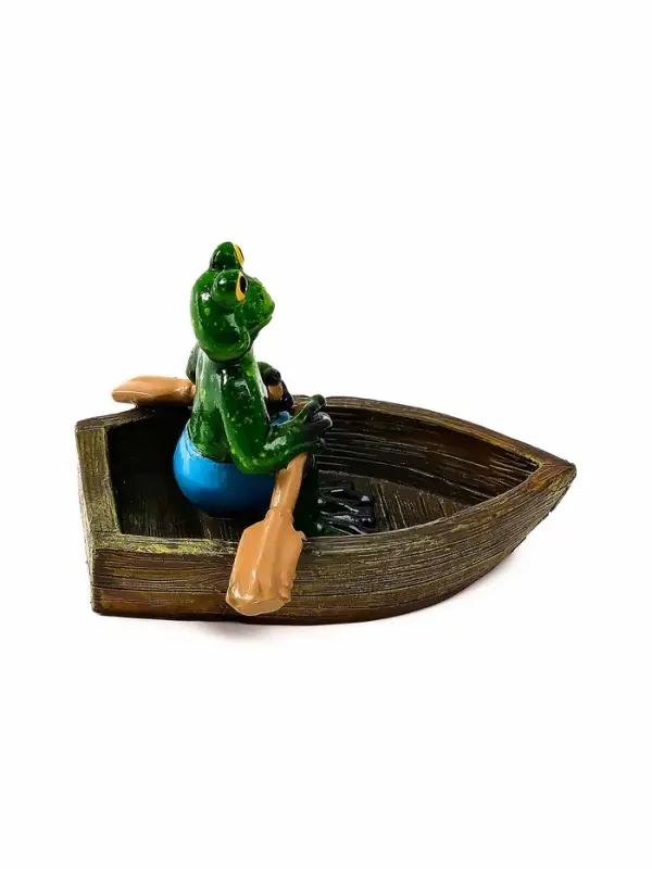 Садовая фигура из полистоуна &laquo;Лягушка в лодке&raquo;, 14&times;13&times;9.5 см, плавающая