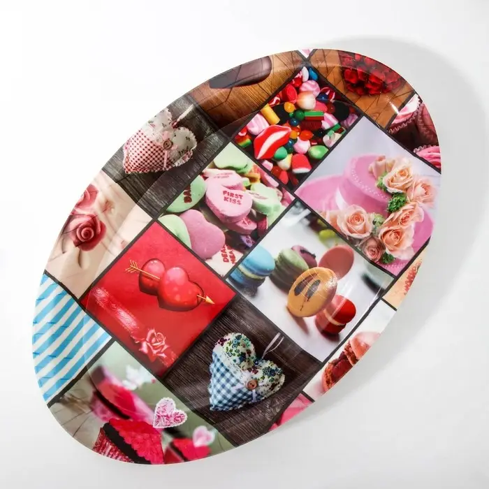 Поднос овальный «Макаруны», 37×24×3 см, пластик, МИКС Поднос овальный «Макаруны», 37×24×3 см, пластик, МИКС