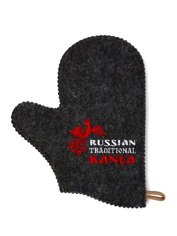 Рукавица для бани вышивка Рукавица для бани вышивка "Русские традиции", темная