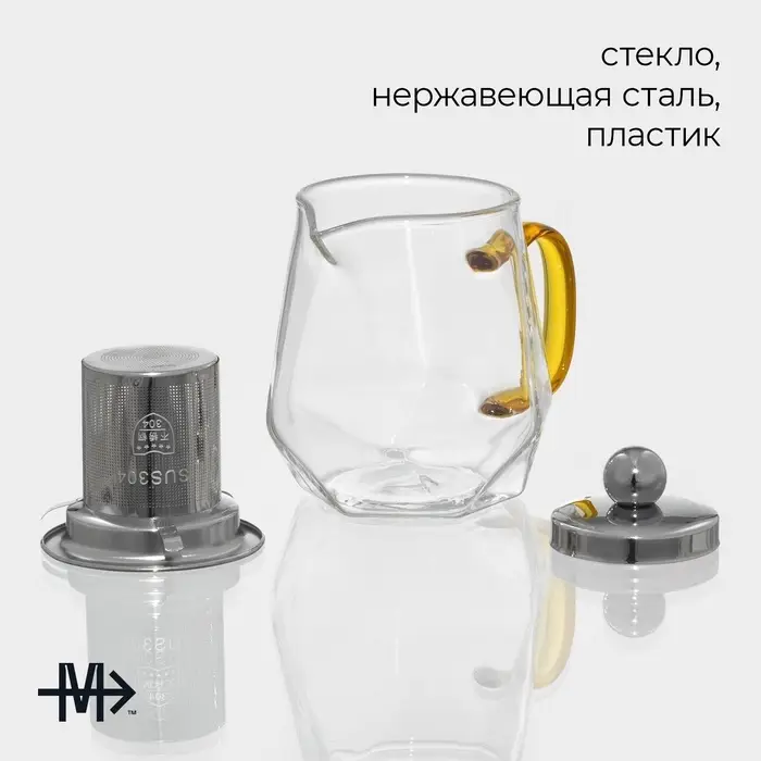 Заварочный чайник Magistro &laquo;Льдинка&raquo;, 300 мл, металлическое сито, стекло