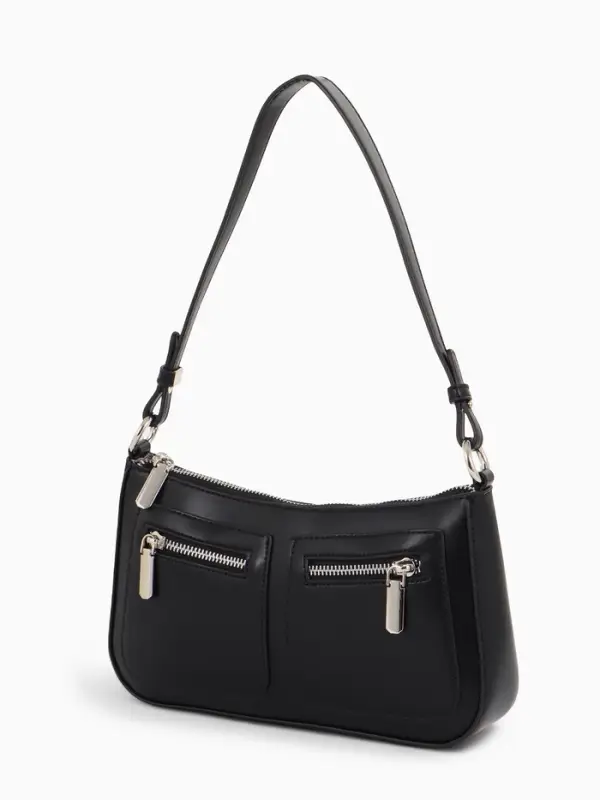 Сумка женская багет TEXTURA на молнии, 21&times;6&times;13 см, чёрная