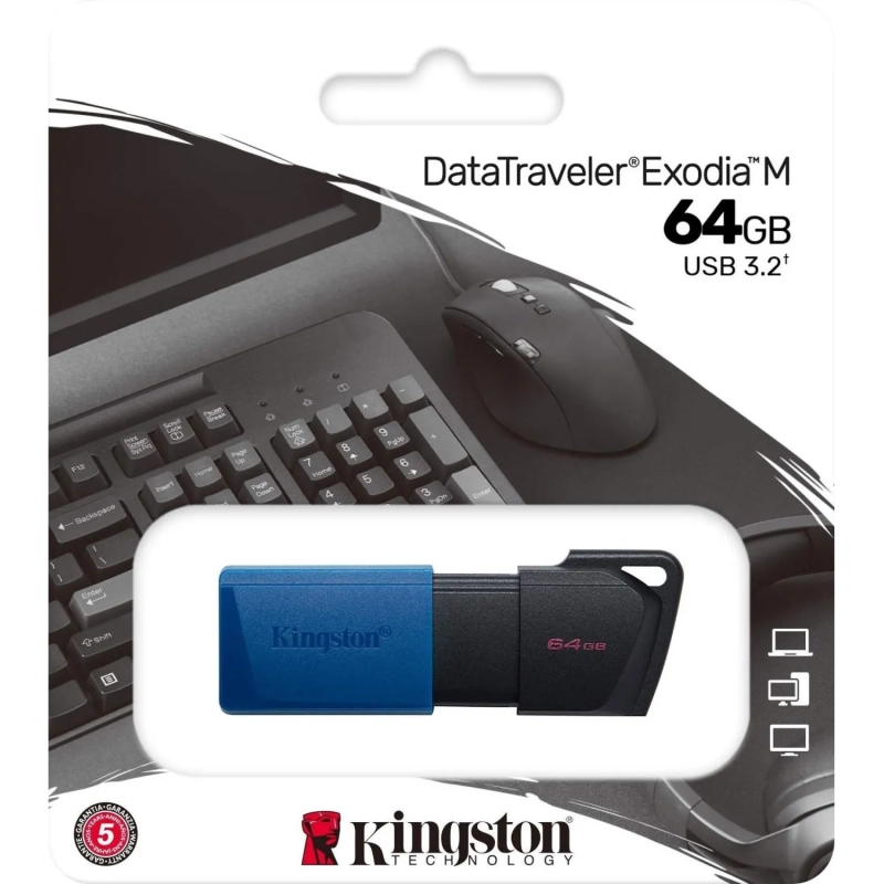 Флеш-память Kingston DataTraveler Exodia M, 64Гб, USB 3.2 gen.1 синий