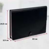 Папка для бумаги А4 на резинке пластиковая Calligrata, 12 отделений, черная