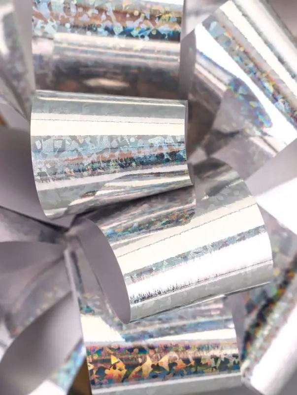 Подарочный бант - шар №3 голография, цвет серебро, для упаковки подарков