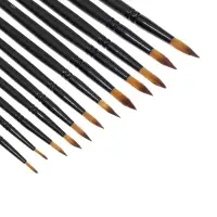 Набор кистей 12 штук: № 1, 10, 11, 12, 2, 3, 4, 5, 6, 7, 8, 9, круглые, синтетика, деревянная ручка