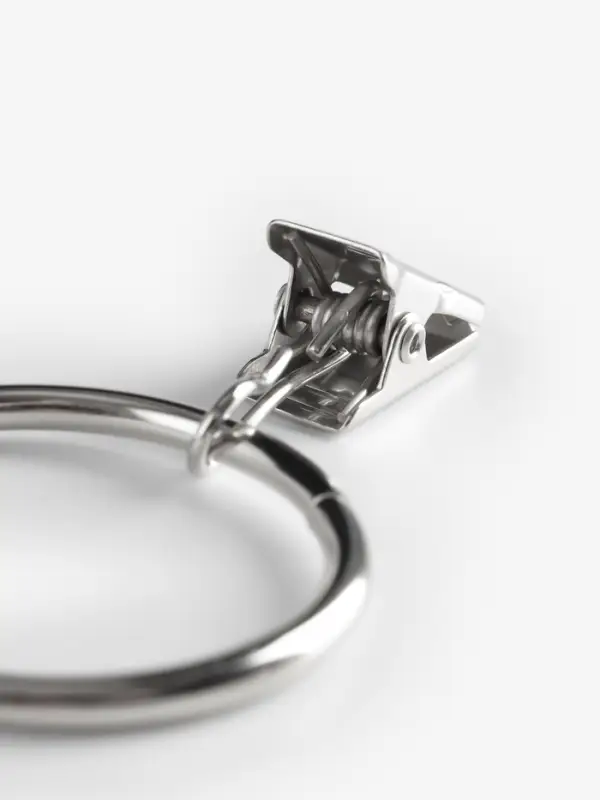 Кольцо для карниза, с зажимом, d=23/30 мм, 20 шт., цвет серебряный