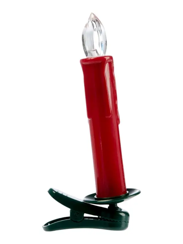 Светодиодные &laquo;Свечи на прищепках красные&raquo; 11 см, набор 10 шт., 10 LED, от батареек ААх10, пульт, свечение тёплое белое