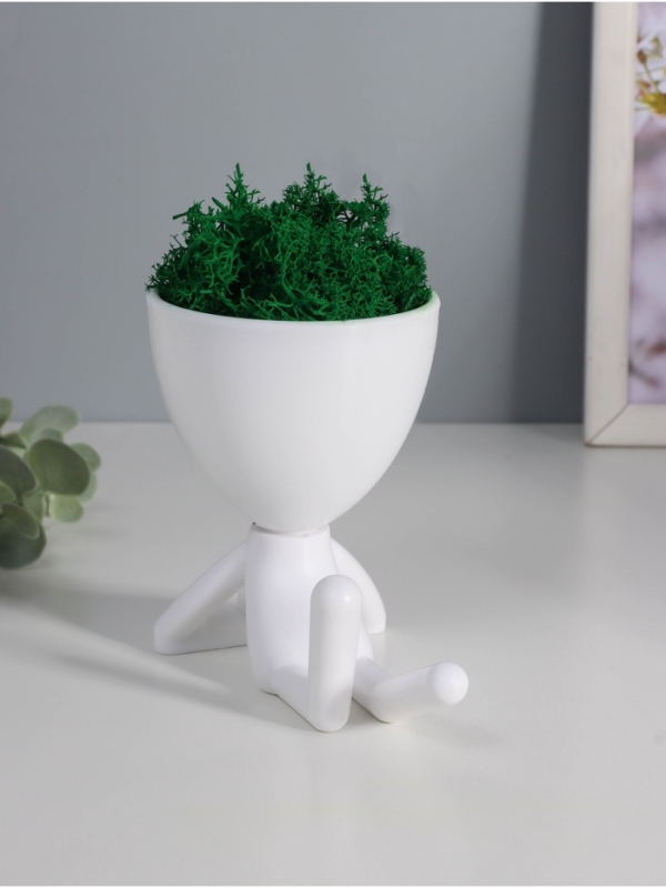 Кашпо пластиковое Кашпо пластиковое "Мистер Грин на лайте" 9,7*12*7,3 см белый