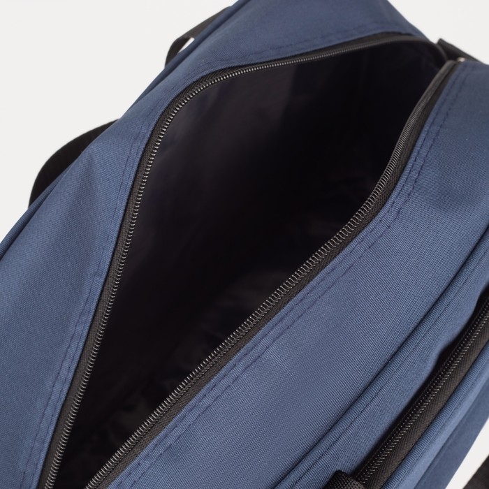 Сумка дорожная на молнии, 2 наружных кармана, держатель для чемодана, длинный ремень, цвет синий Сумка дорожная на молнии, 2 наружных кармана, держатель для чемодана, длинный ремень, цвет синий