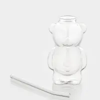 Стакан с трубочкой ToyBear, 340 мл, 9&times;14 см, стекло, прозрачный