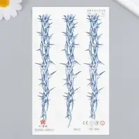 Переводная тату на тело синяя «Ветви с шипами», 18×11 см