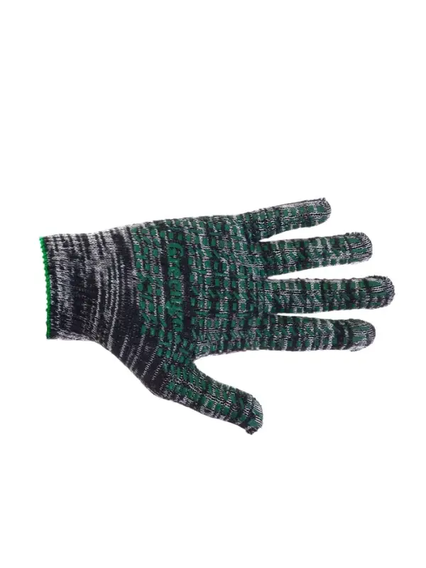 Перчатки рабочие, хб, вязка 10 класс, 5 нитей, размер 9, с ПВХ точками, серые, Greengo