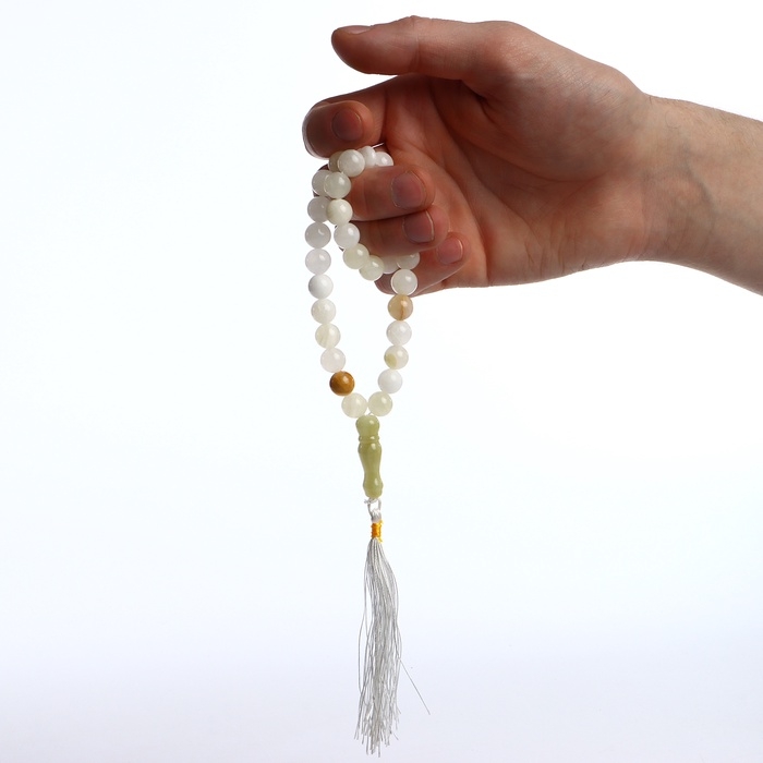 Чётки мусульманские шар №10 «Оникс светлый», 33 бусины с перемычками Чётки мусульманские шар №10 «Оникс светлый», 33 бусины с перемычками