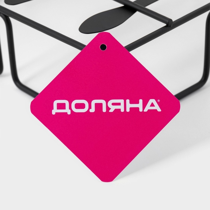 Салфетница Доляна «Приборы», с держателем, 17,5×18×6 см, цвет чёрный Салфетница Доляна «Приборы», с держателем, 17,5×18×6 см, цвет чёрный