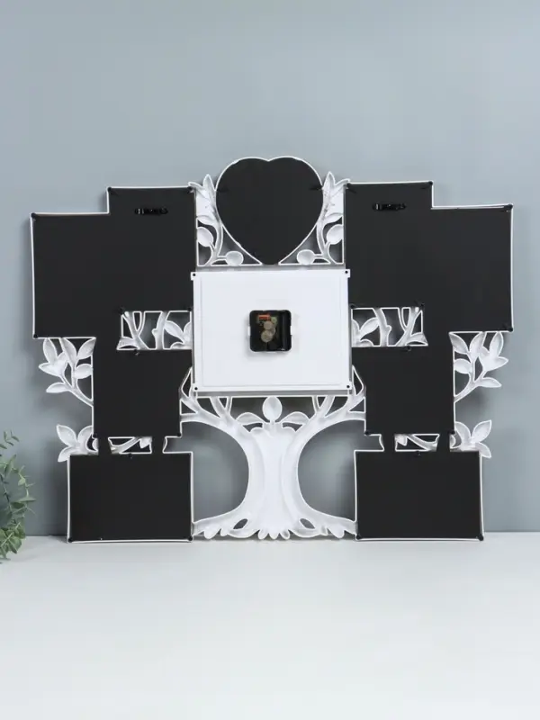 Фоторамка - коллаж на 9 фото с часами настенными &laquo;Семейное дерево&raquo;, бесшумные, 51.5&times;65 см