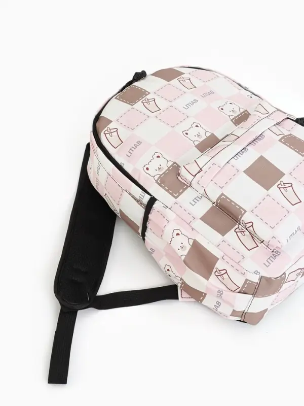 Рюкзак школьный на молнии, с карманами, с рисунком, 30&times;13&times;42 см, с принтом, розовый