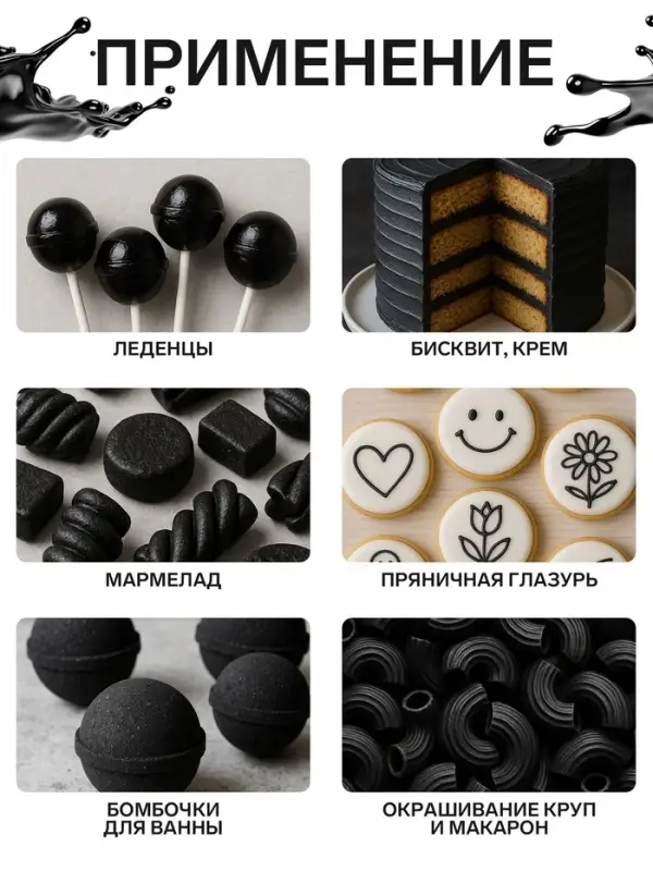 Краситель пищевой S-gel, концентрат универсальный, черный бархат, 10 мл