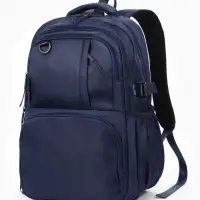 Рюкзак школьный, однотонный, 2 отделения, 6 карманов, 33&times;14.5&times;46 см, синий