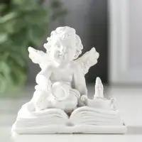 Сувенир полистоун "Ангелок с лупой на книге" белый 7,7х5х7 см Сувенир полистоун "Ангелок с лупой на книге" белый 7,7х5х7 см