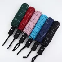 Зонт автоматический &laquo;Клетка&raquo;, эпонж, 3 сложения, 8 спиц, R=48/55 см, d=96 см, МИКС