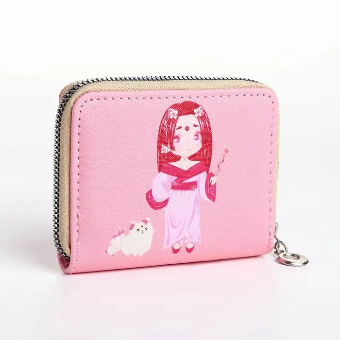 Кошелёк на молнии, отдел для карт, для монет, розовый