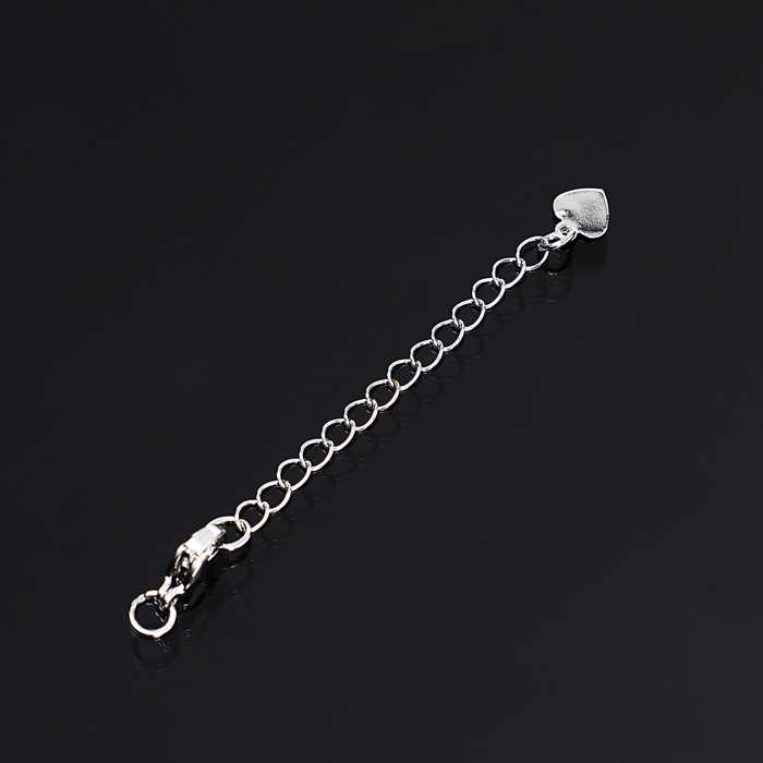 Замок-карабин 1,2×0,5 см «Сердечко» с удлинителем 5,3 см, цвет серебро