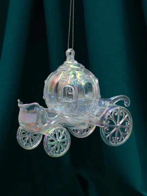 Украшение ёлочное Украшение ёлочное "Праздничное сияние" карета, 10х11 см, перелив прозрачный