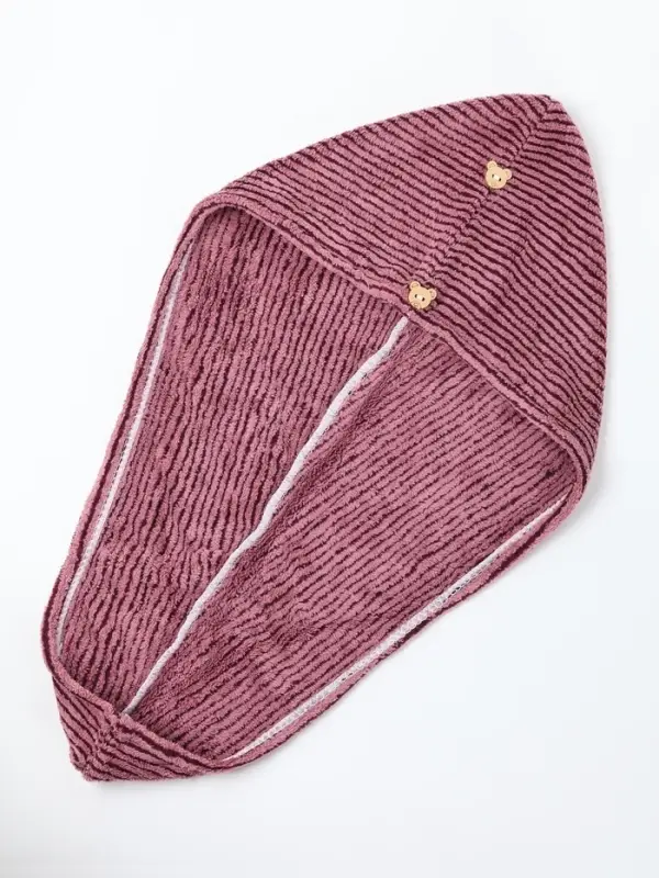 Чалма для сушки волос Доляна, микрофибра, с пуговкой, бордовая