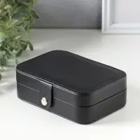 Шкатулка кожзам для украшений "Матовая гладь" чёрная 16,5х11,5х5,5 см