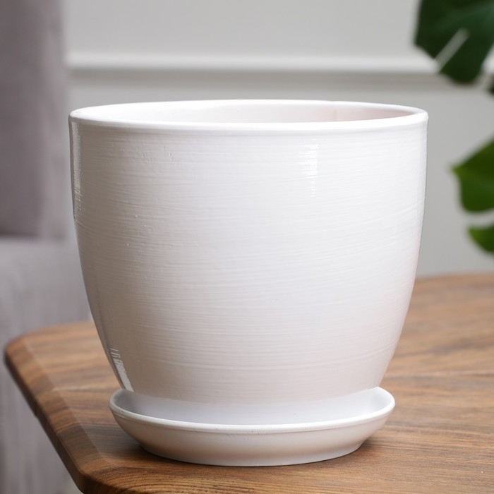 Горшок цветочный белый, 2,5 л Горшок цветочный белый, 2,5 л