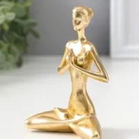 Сувенир полистоун "Обнажённая девушка - медитация" золото 4,5х9,2х12,5 см