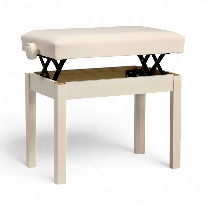 Банкетка для пианино Music Life сиденье 55х34, высота 48-58 см, белая, нагрузка 100 кг Банкетка для пианино Music Life сиденье 55х34, высота 48-58 см, белая, нагрузка 100 кг