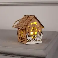 Ёлочная игрушка &laquo;Домик с Дедом Морозом на санках&raquo;, 8&times;7&times;5.5 см, от батареек, свечение тёплое белое