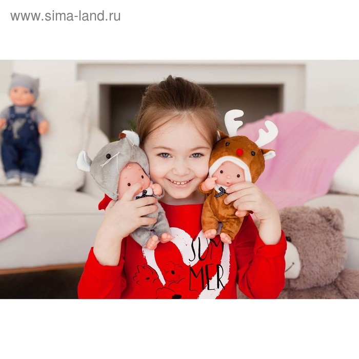 Пупс коллекционный «Крошики: Снежик», в костюме северного оленёнка, 19 см Пупс коллекционный «Крошики: Снежик», в костюме северного оленёнка, 19 см