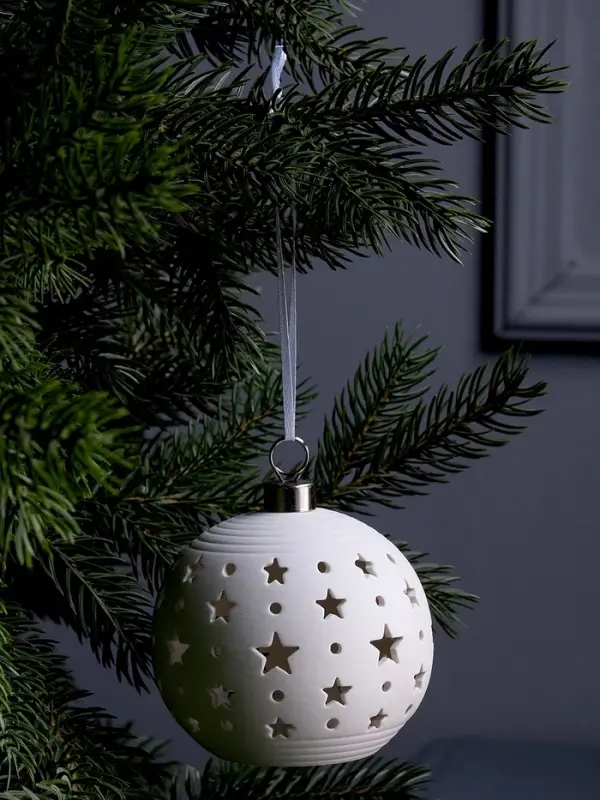 Ёлочный шар &laquo;Звёздное небо&raquo;, 9&times;9&times;9.8 см, 1 LED, керамика, от батареек LR44&times;2, свечение тёплое белое