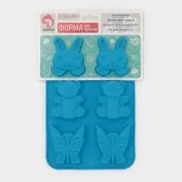 Форма для выпечки Доляна &laquo;Животные. Зоопарк&raquo;, силикон, 26&times;17 см, 6 ячеек (7.2&times;6.4 см), МИКС