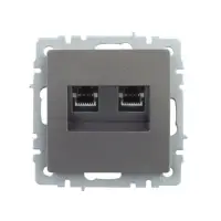 BRITE Розетка компьютерная двойная RJ45 кат.5E РК10-2-БрС сталь