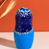 Матрешка дерево &laquo;Русская красота&raquo;, синий платок, 18 см, 5 кукольная, ручная роспись
