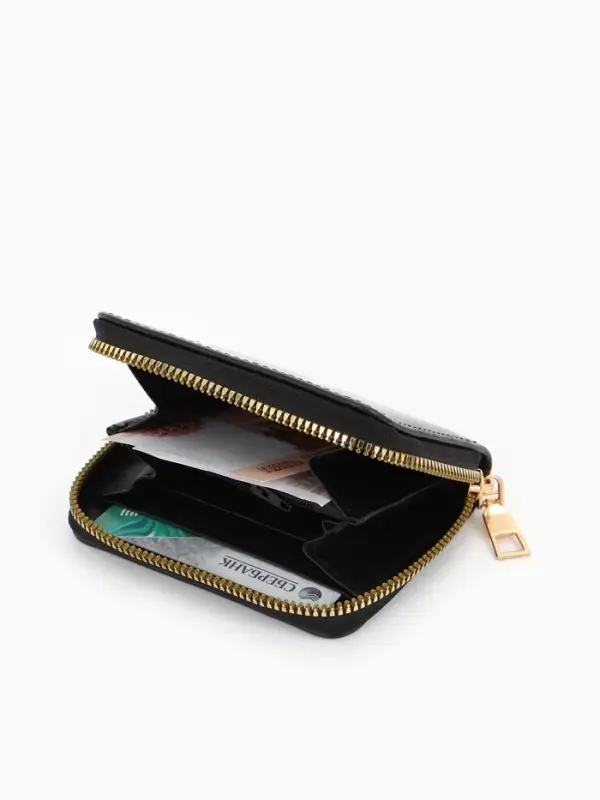 Кошелёк на молнии Выбражулька &laquo;Взгляд&raquo;, 8.5&times;2.5&times;10.5 см, с принтом, чёрный/серый