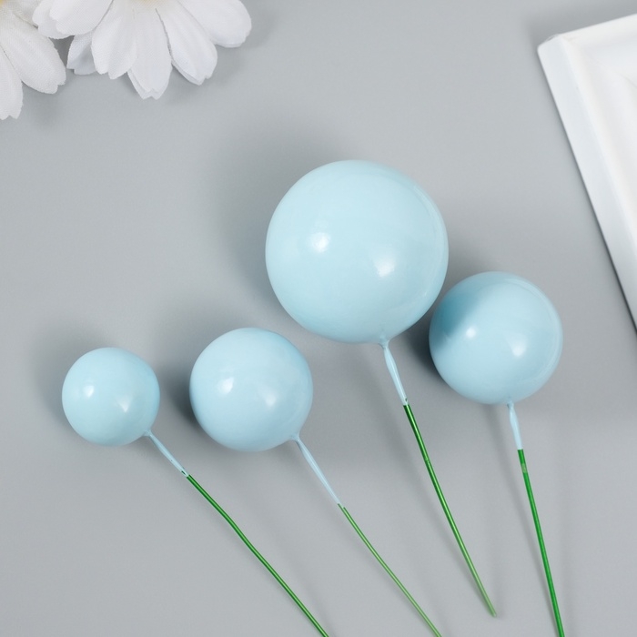 Декор для творчества "Шарики голубые" d=2; 3; 3,5 и 4 см набор 20 шт