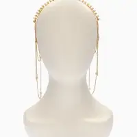 Украшение для волос "Паутина" 44см, цвет белый в золоте