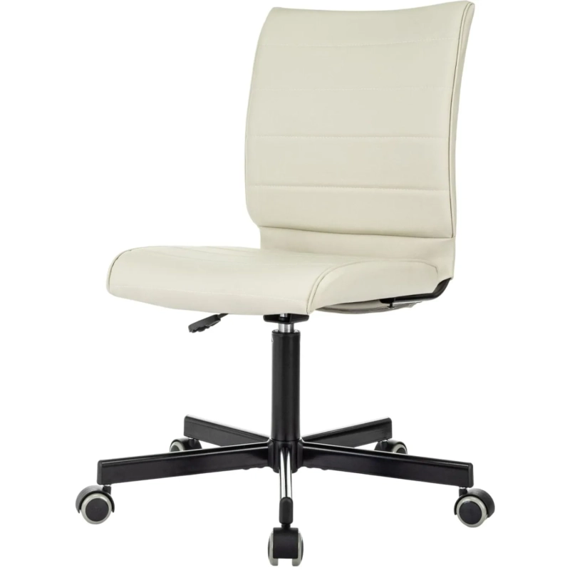 Кресло VB_EChair 303 PU слоновая кость эко.кожа крестов. металл черный