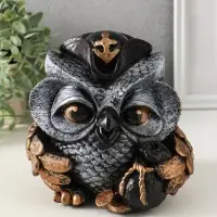 Копилка "Сова в треуголке" 18х17 см, бронза с серебром Копилка "Сова в треуголке" 18х17 см, бронза с серебром