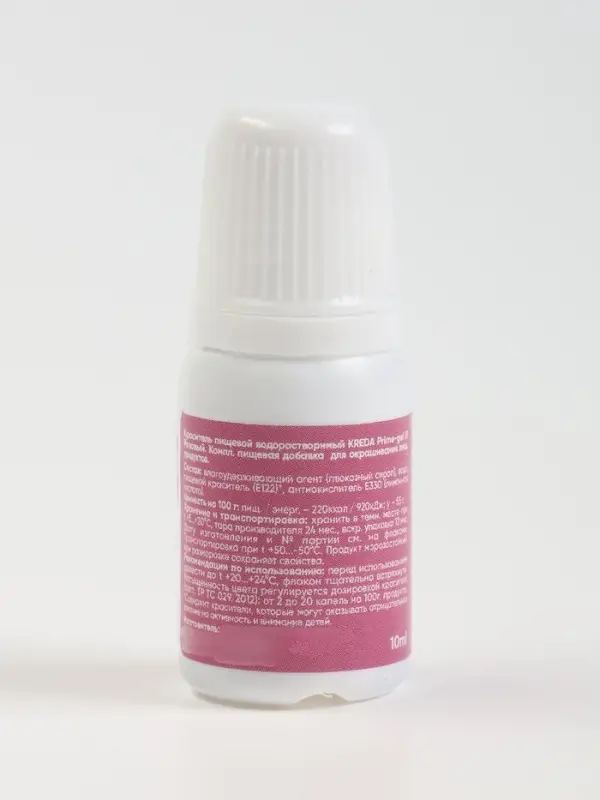 Краситель пищевой Kreda Bio Prime-gel, водорастворимый розовый, 10 мл