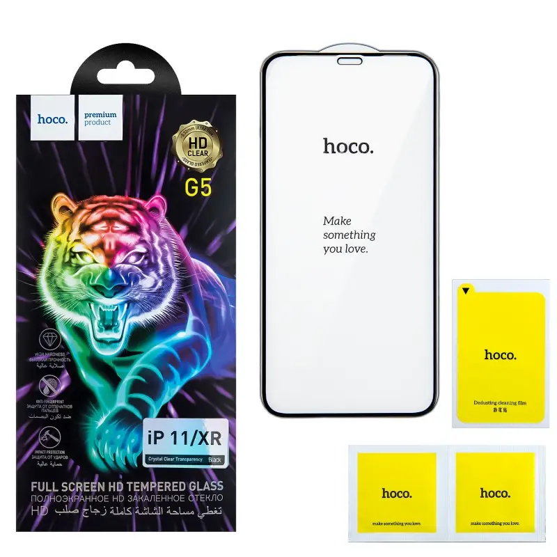 Защитное стекло для iPhone 11/XR Full Screen G5 Black HOCO тонкая рамка
