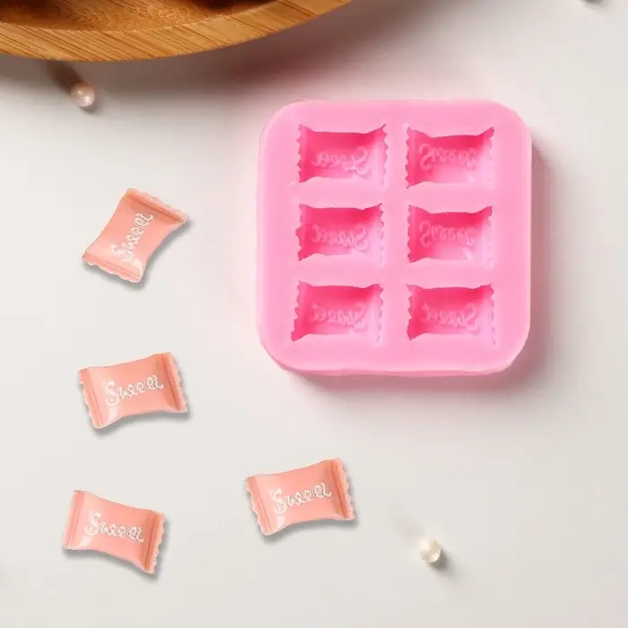 Молд для заливки Sweet, силикон, 6 ячеек, 6&times;1 см, розовый