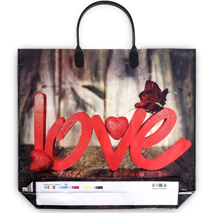 Пакет Пакет "О любви", полиэтиленовый с пластиковой ручкой, 37 х 34 см, 90 мкм