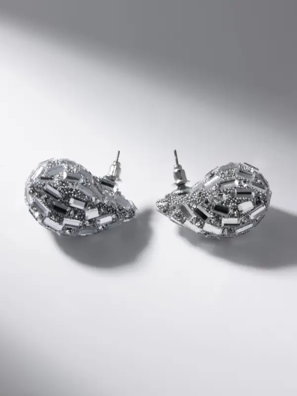 Серьги со стразами &laquo;QF. Капля блеск&raquo;, белые в серебре