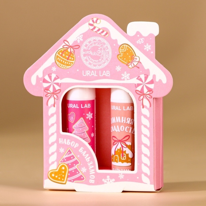 Подарочный набор URAL LAB: бальзам для губ, 2х10 г, аромат пряника и клубничного джема, Новый Год Подарочный набор URAL LAB: бальзам для губ, 2х10 г, аромат пряника и клубничного джема, Новый Год