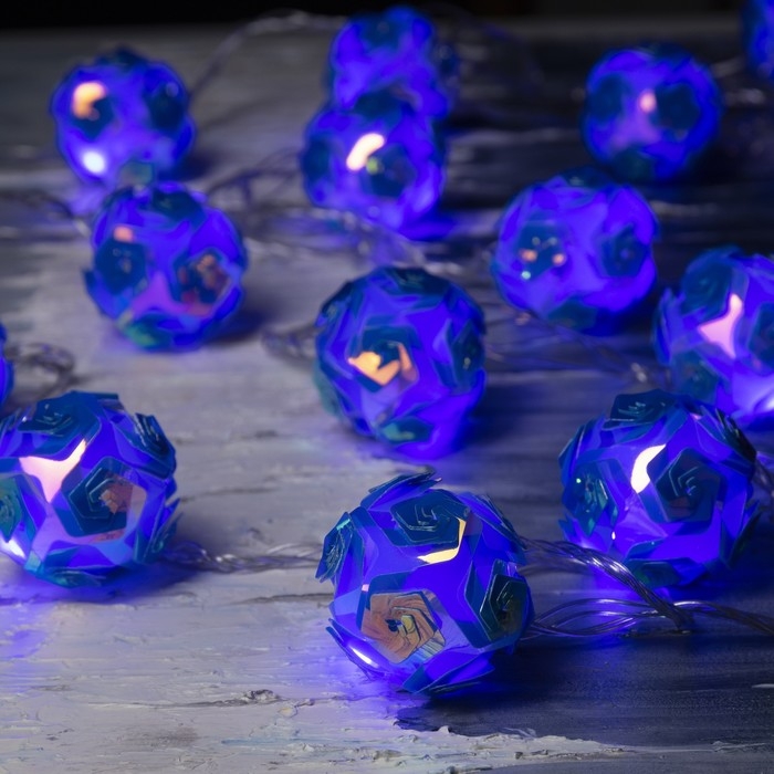 Гирлянда «Нить» 4.5 м с насадками «Цветочные шары», IP20, прозрачная нить, 15 LED, свечение фиолетовое, 220 В Гирлянда «Нить» 4.5 м с насадками «Цветочные шары», IP20, прозрачная нить, 15 LED, свечение фиолетовое, 220 В